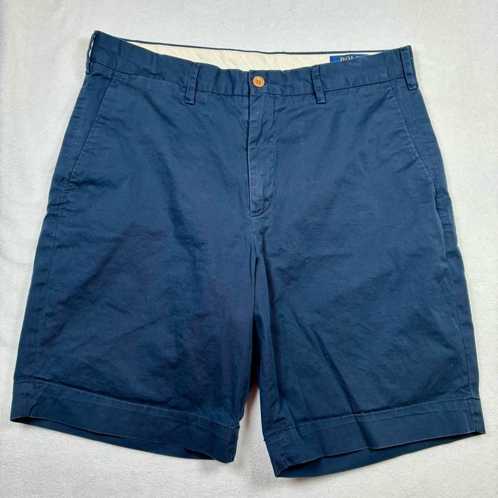 Men’s Polo Ralph Lauren Chino Shorts Navy Blue Stretch Classic Fit Size 32 X 9